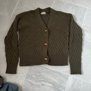 olive green cardigan